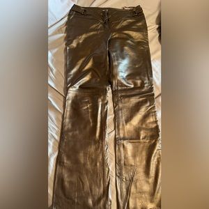 Gold leather pants